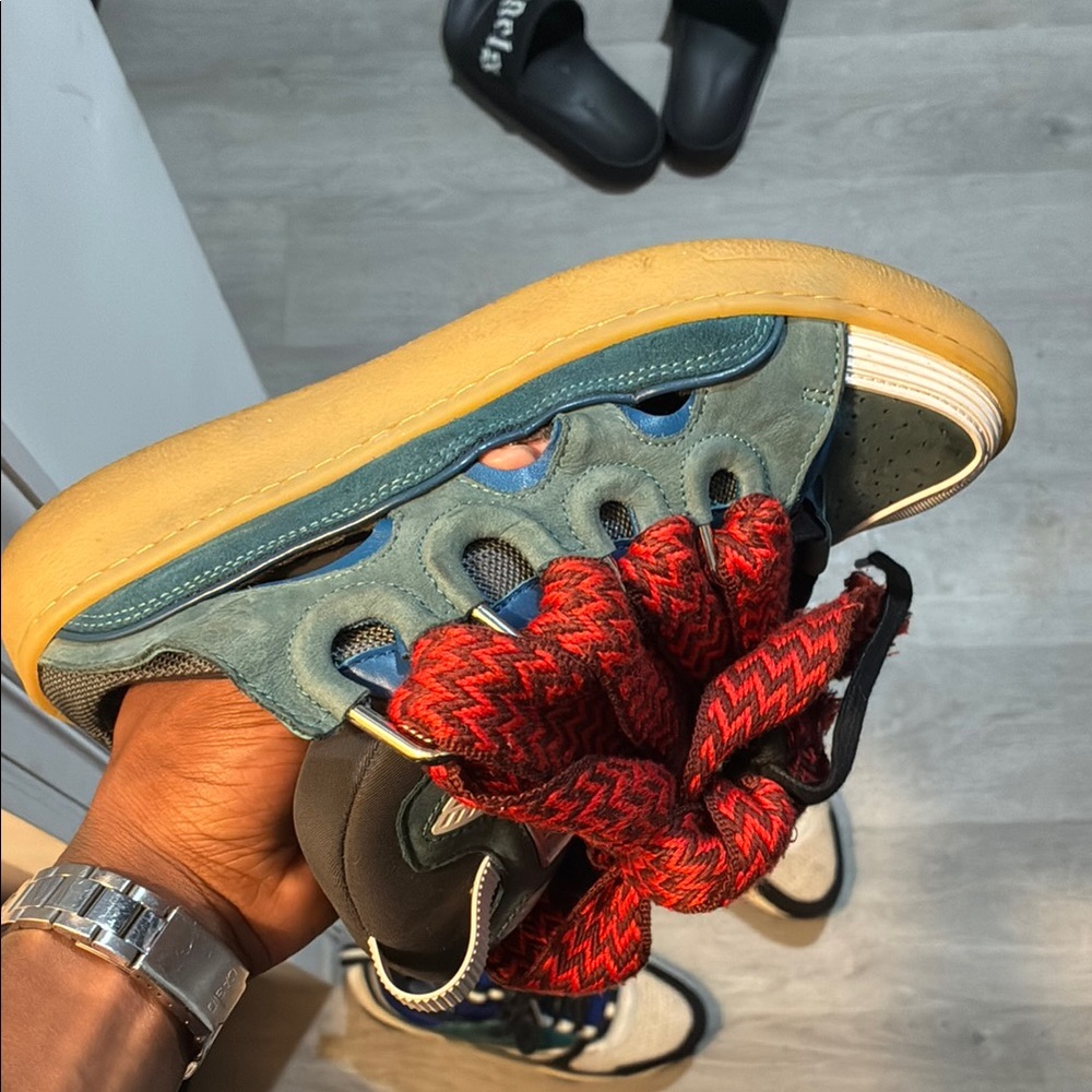 Lanvin Blue and Red Men's Sneakers